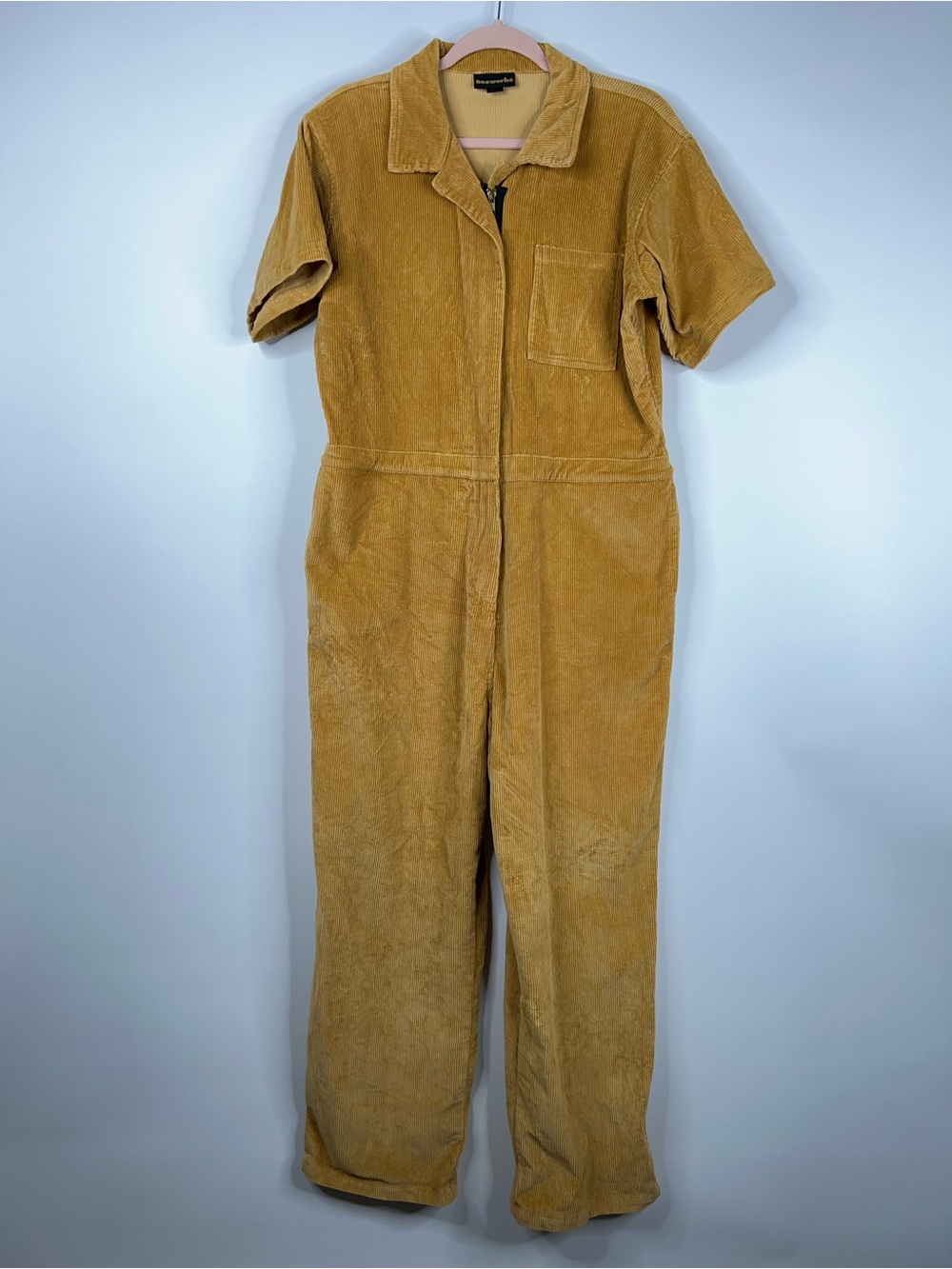 Nooworks Mustard Corduroy Short Sleeve Jumpsuit Coveralls Utility Fall Earth XL